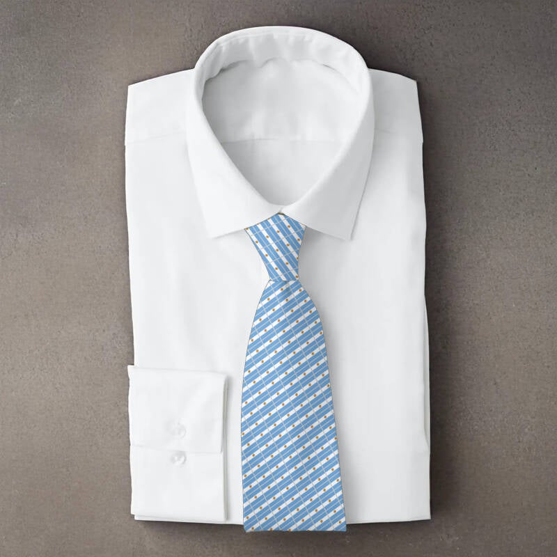 Argentina flag necktie on folded white shirt