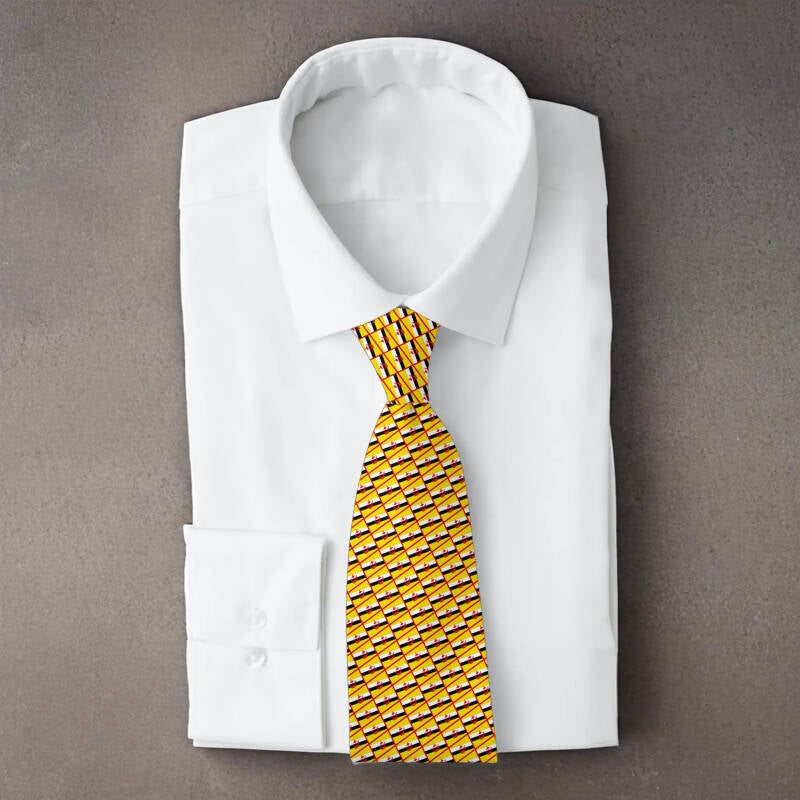 Brunei flag necktie on folded white shirt