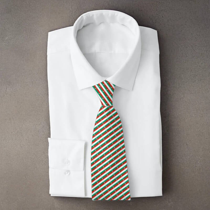 Bulgaria flag necktie on folded white shirt