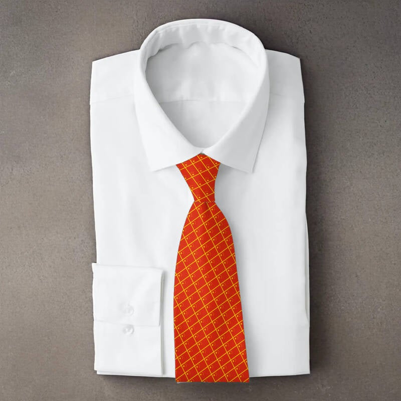 China flag necktie on folded white shirt