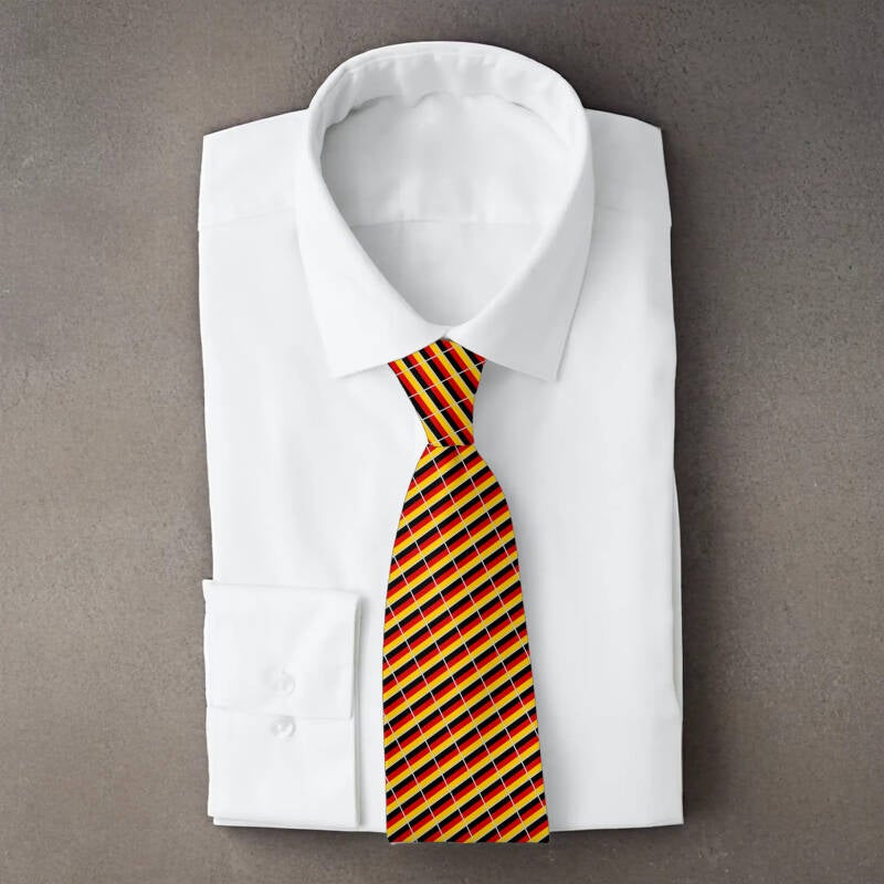 Germany flag necktie on folded white shirt