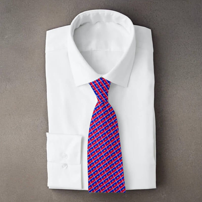 Haiti flag necktie on folded white shirt