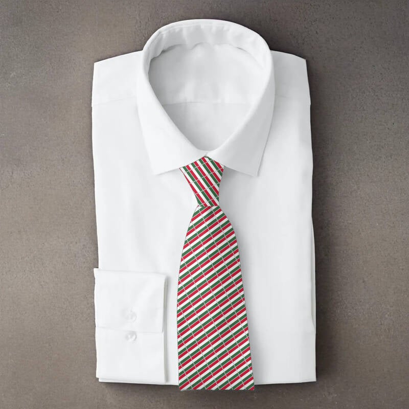 Hungary flag necktie on folded white shirt