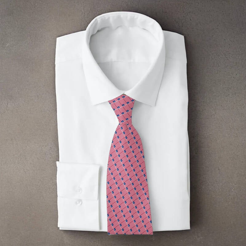 Liberia flag necktie on folded white shirt