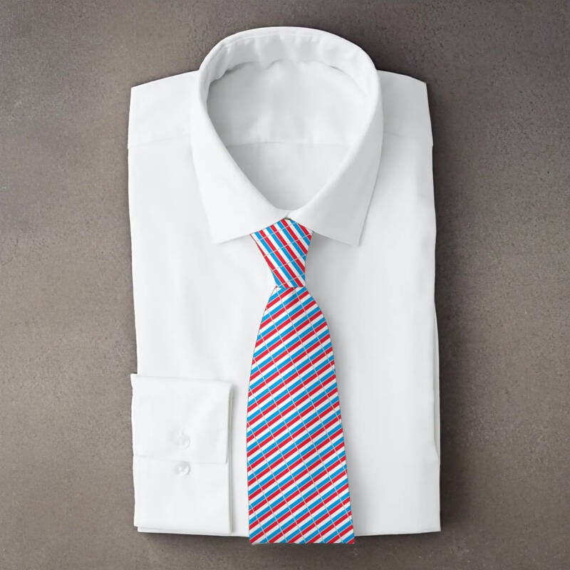 Luxembourg flag necktie on folded white shirt