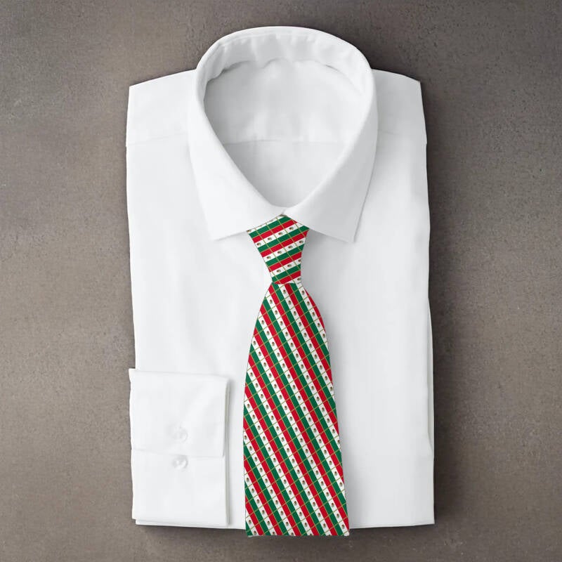 Mexico flag necktie on folded white shirt