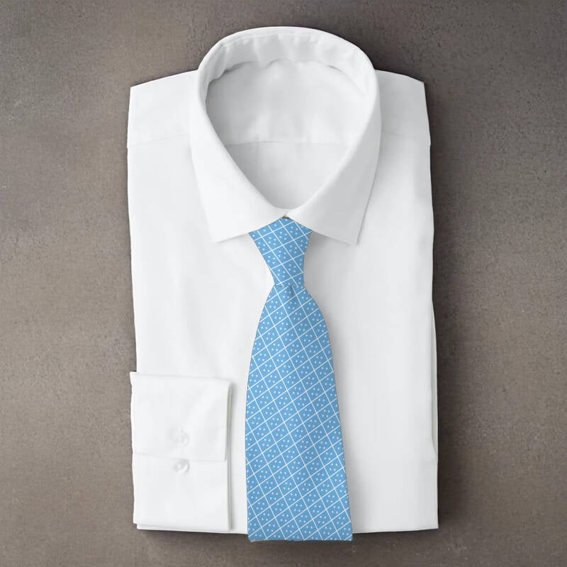 Micronesia flag necktie on folded white shirt