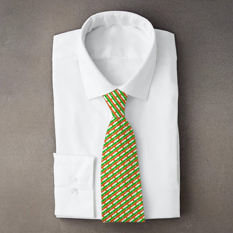Niger flag necktie on folded white shirt