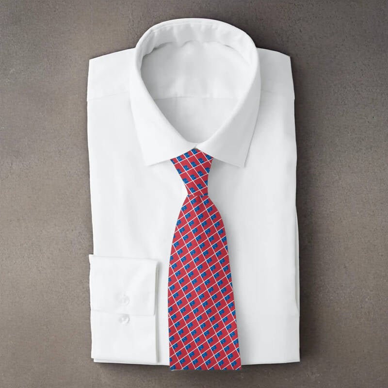 Samoa flag necktie on folded white shirt