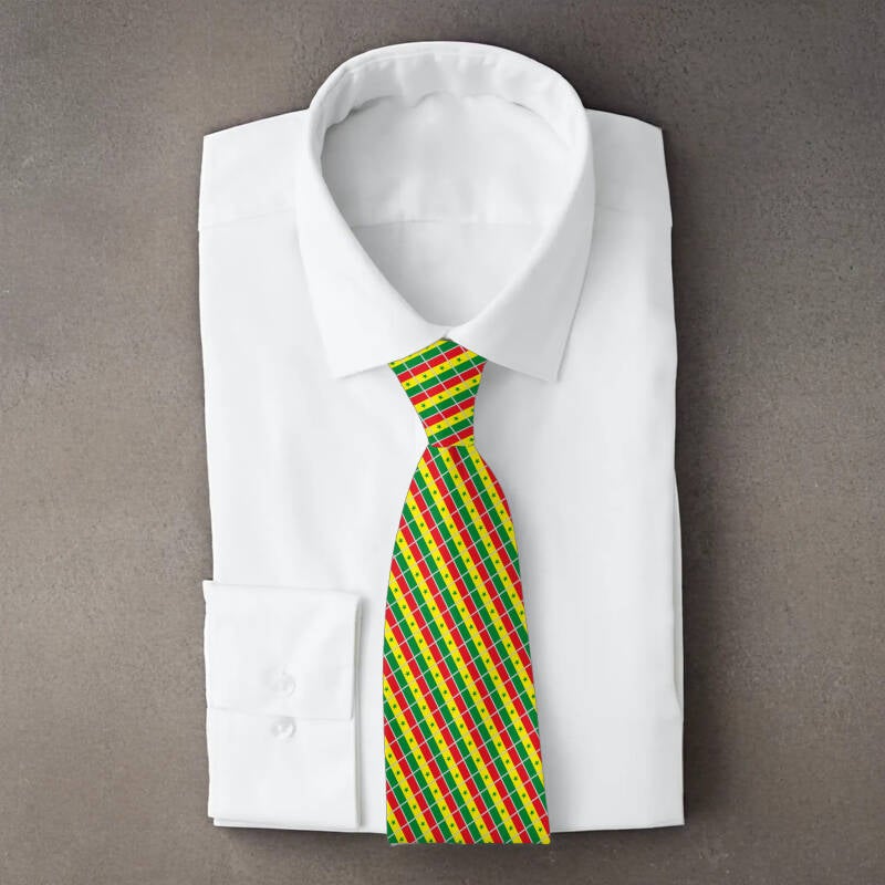 Senegal flag necktie on folded white shirt