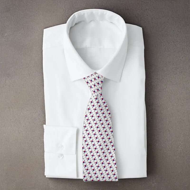 South Korea flag necktie on folded white shirt