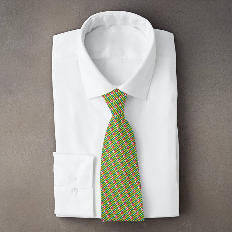 Togo flag necktie on folded white shirt
