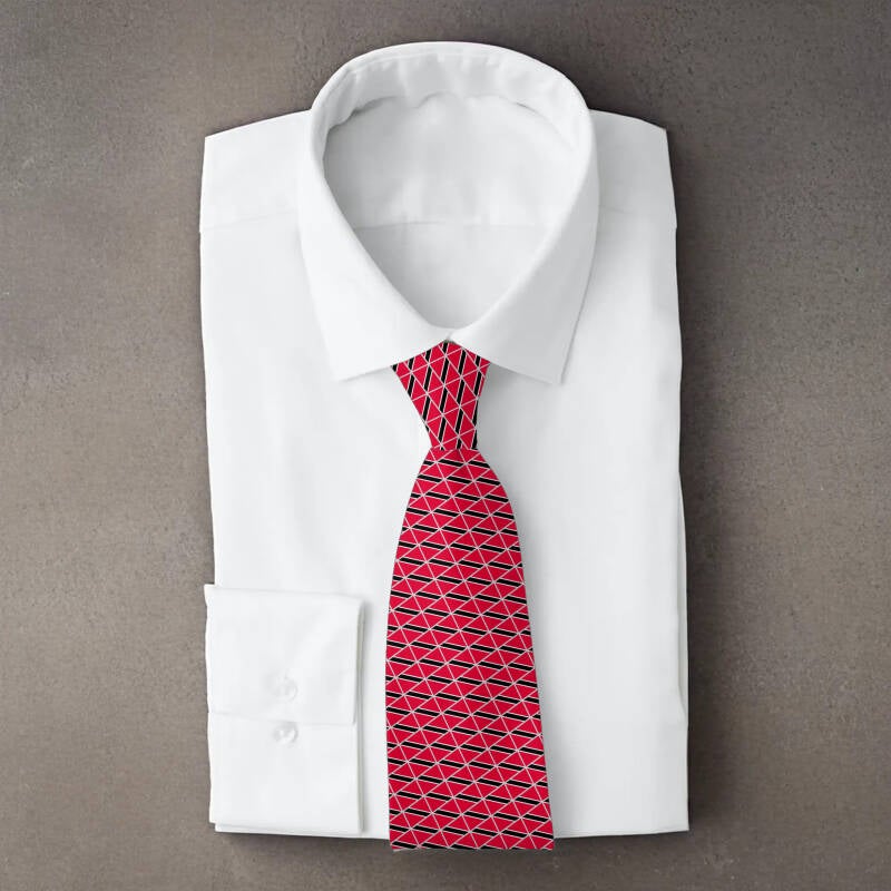 Trinidad and Tobago flag necktie on folded white shirt