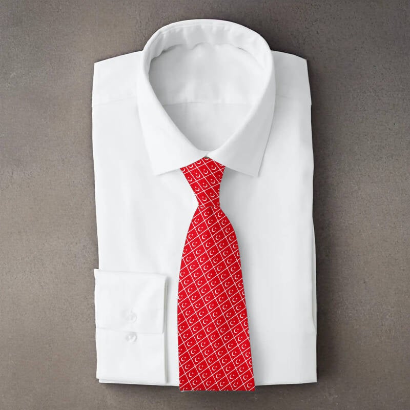 Turkey flag necktie on folded white shirt