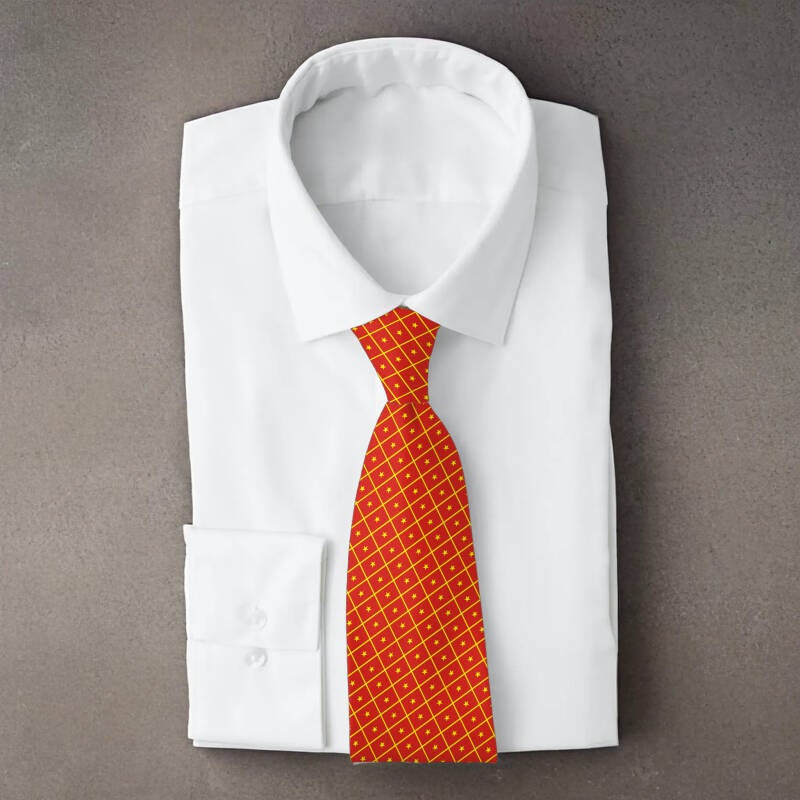 Vietnam flag necktie on folded white shirt