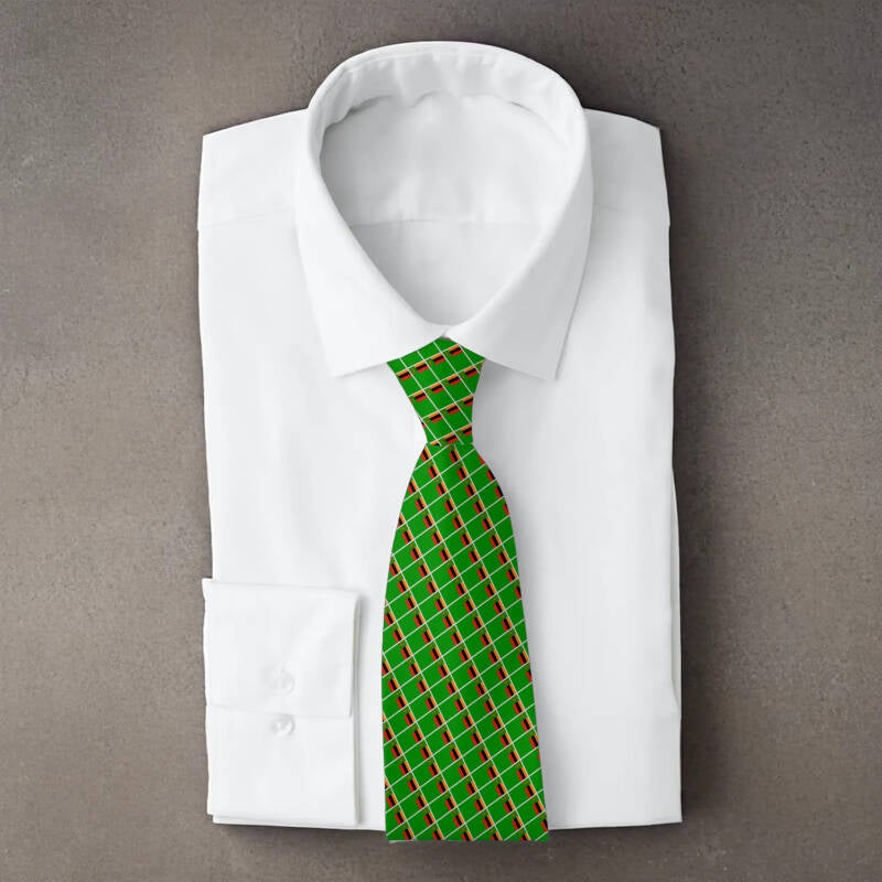 Zambia flag necktie on folded white shirt