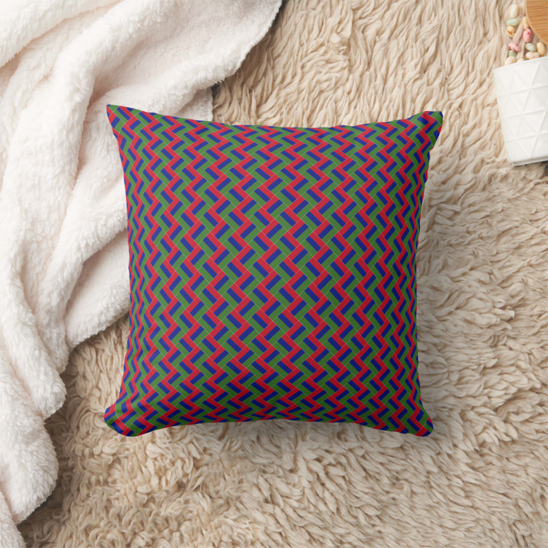 Square pillow printed with a stylized Gambia flag in a bold, modern design.