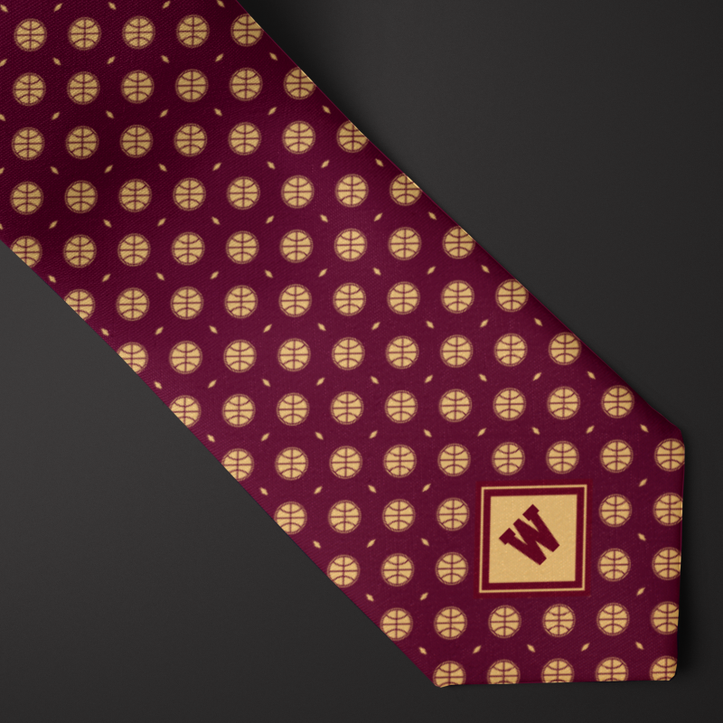 Monogram Gold sports balls pattern neck tie