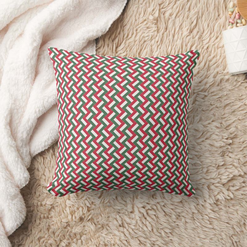 Hungary flag-inspired pillow in square shape, designed with a creative patchwork motif.