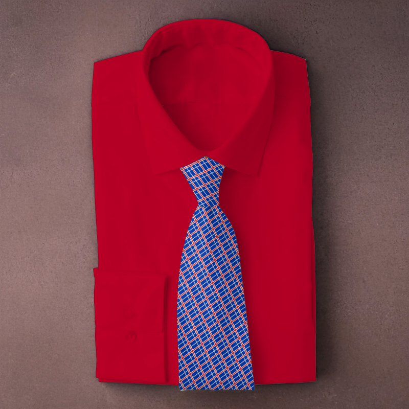 Iceland flag necktie on red folded shirt