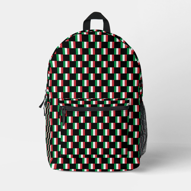 Italy flag backpack with checkered detailing, blending national pride with everyday function.