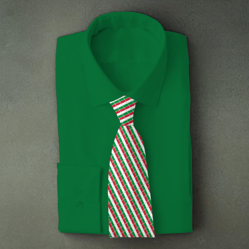 Italy flag necktie on green folded shirt