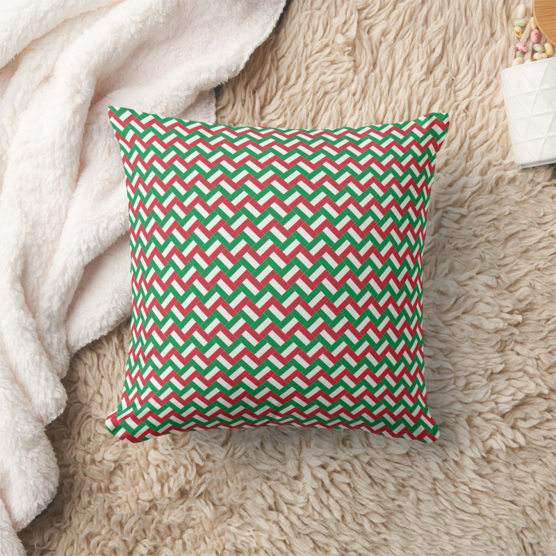 Square pillow printed with a stylized Italy flag in a bold, modern design.