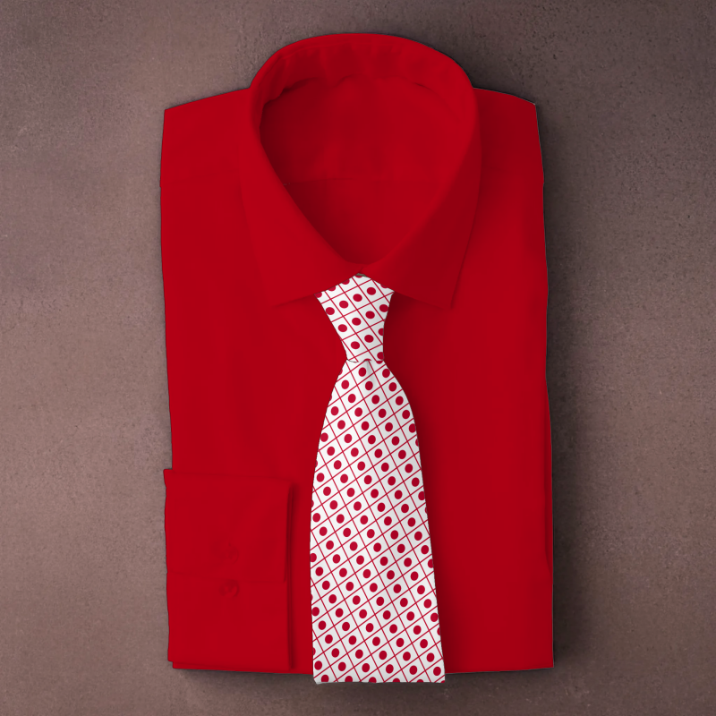 Japan flag necktie on red folded shirt