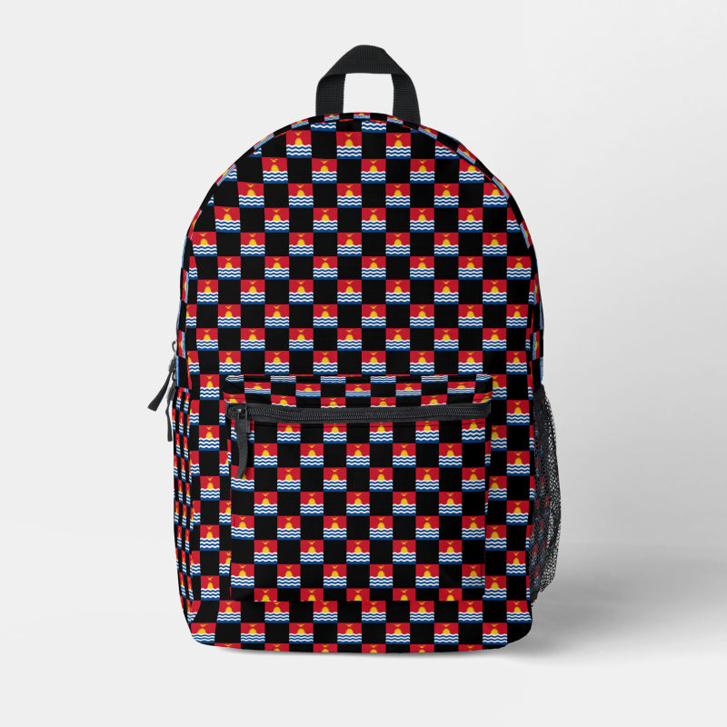 Kiribati flag backpack with checkered detailing, blending national pride with everyday function.