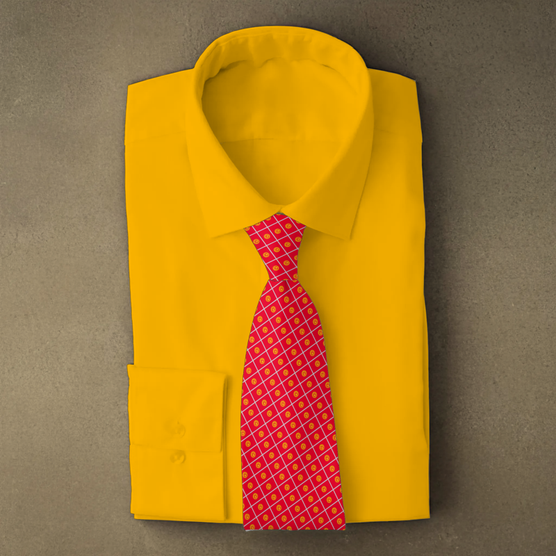 Kyrgyzstan flag necktie on yellow folded shirt