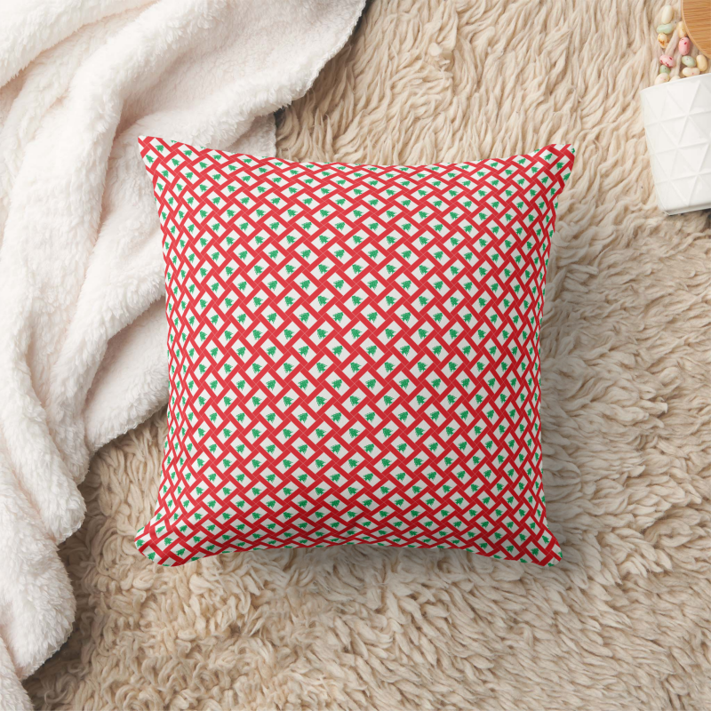 Lebanon flag-inspired pillow in square shape, designed with a creative patchwork motif.