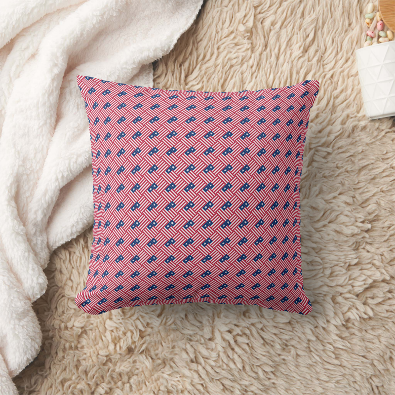 Decorative pillow with a patchwork pattern based on the Liberia national flag.