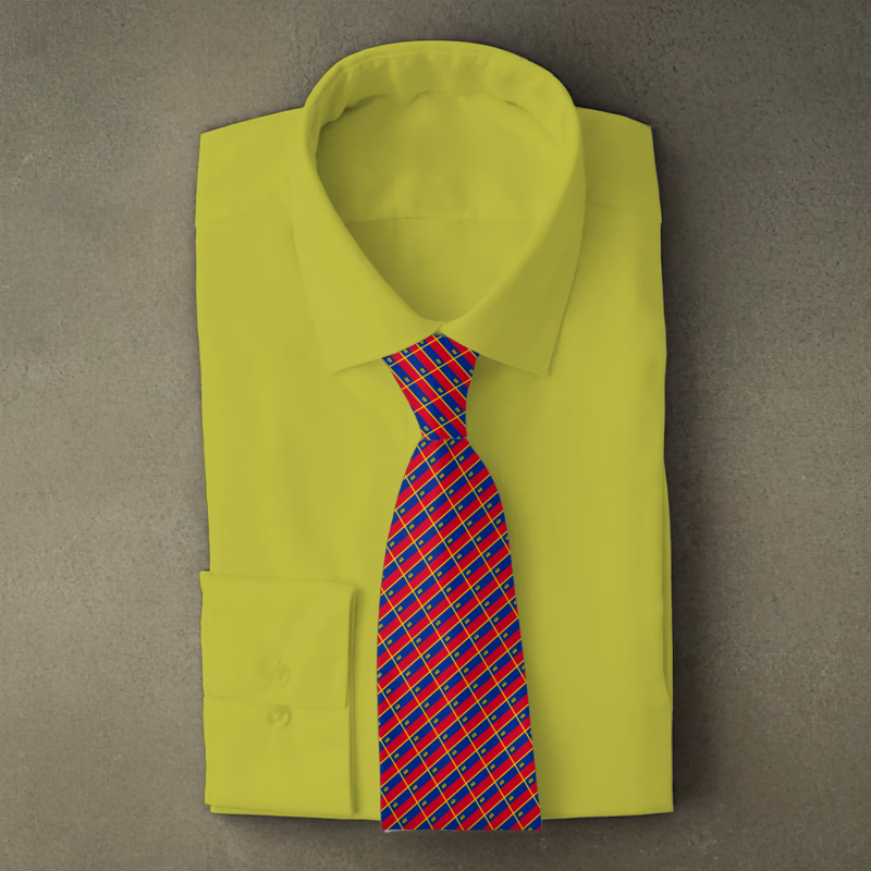 Libya flag necktie on yellow folded shirt