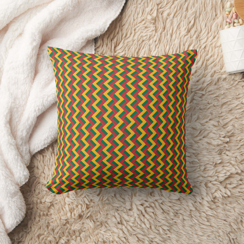 Lithuania flag-inspired pillow in square shape, designed with a creative patchwork motif.