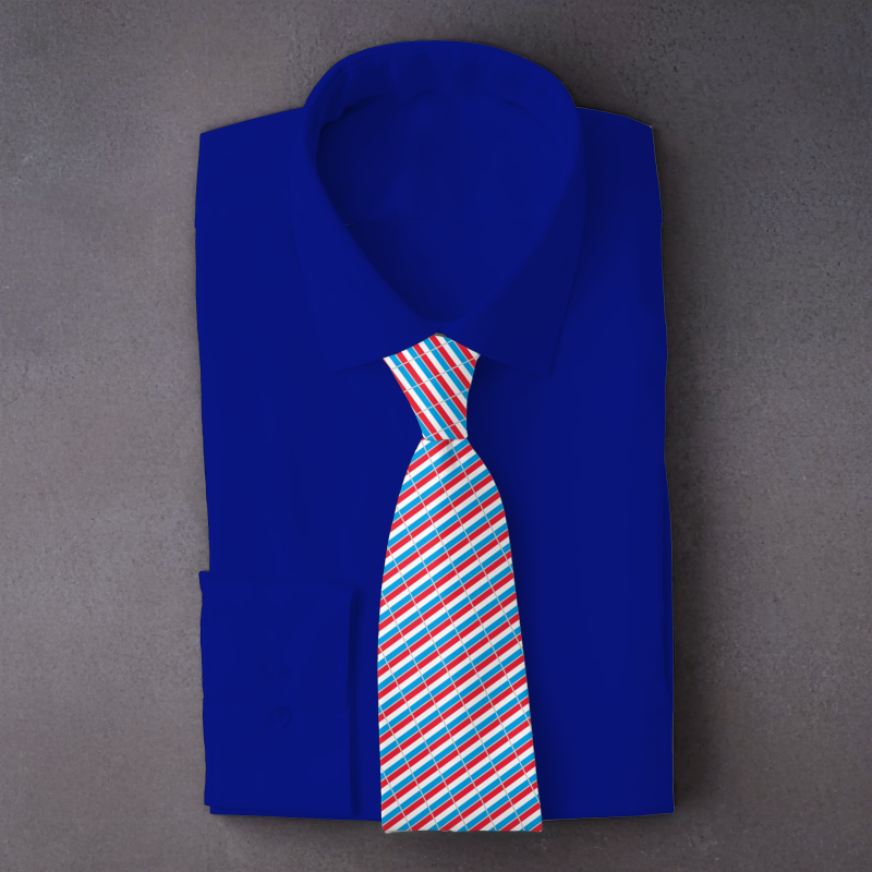 Luxembourg flag necktie on blue folded shirt
