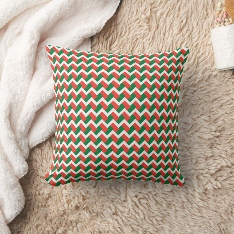 Decorative pillow with a patchwork pattern based on the Madagascar national flag.