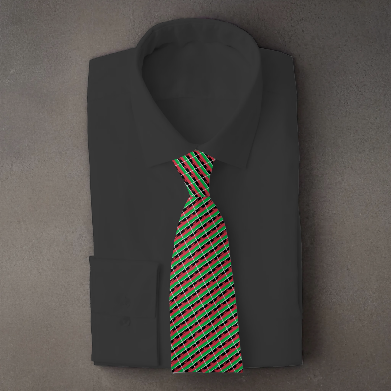 Malawi flag necktie on black folded shirt