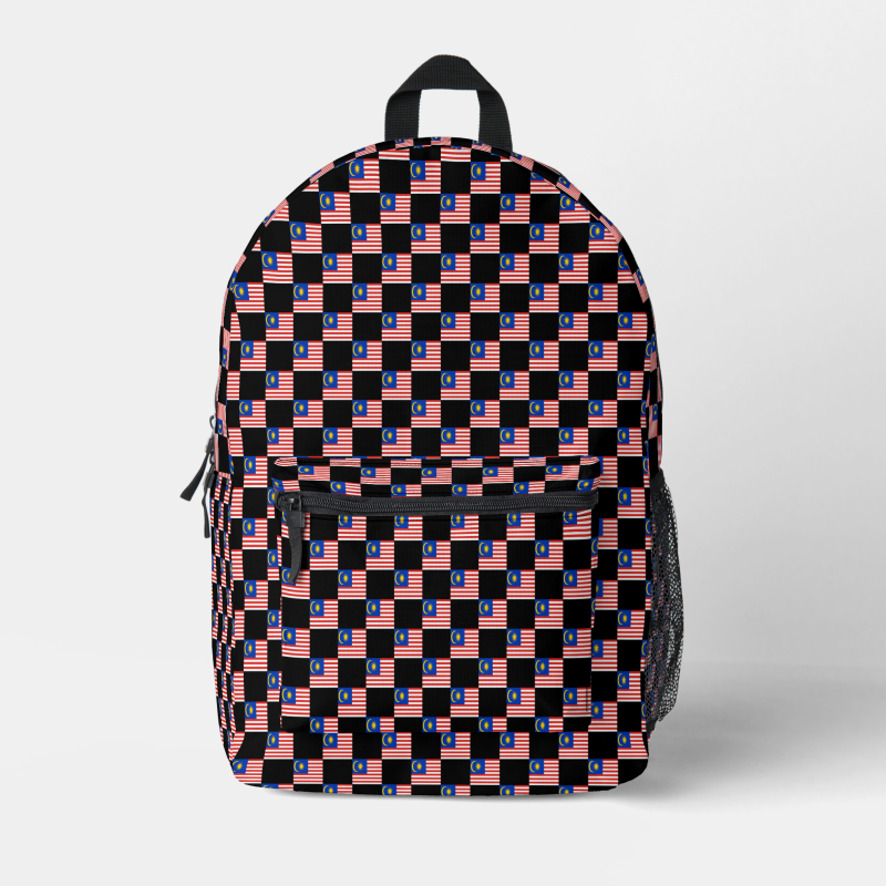 Malaysia flag backpack with checkered detailing, blending national pride with everyday function.