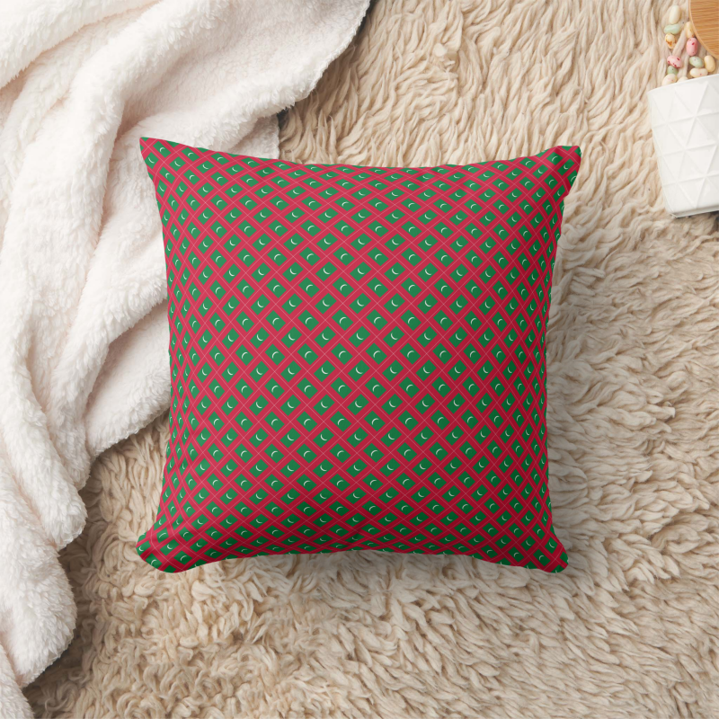 Maldives flag-inspired pillow in square shape, designed with a creative patchwork motif.