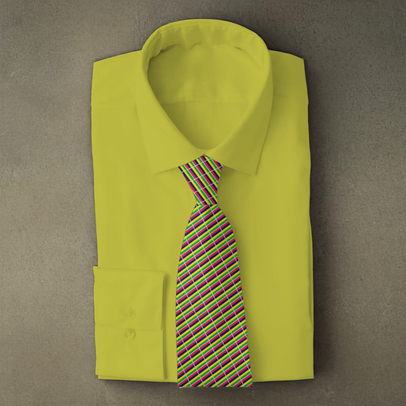 Mauritius flag necktie on yellow folded shirt