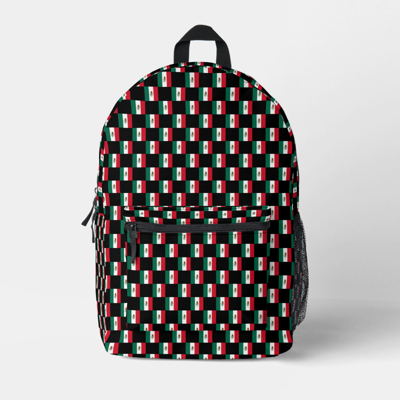 Mexico flag backpack with checkered detailing, blending national pride with everyday function.