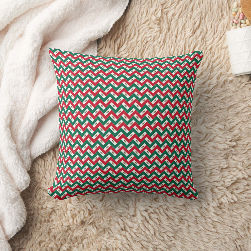 Mexico flag square pillow featuring modern patchwork flag design.
