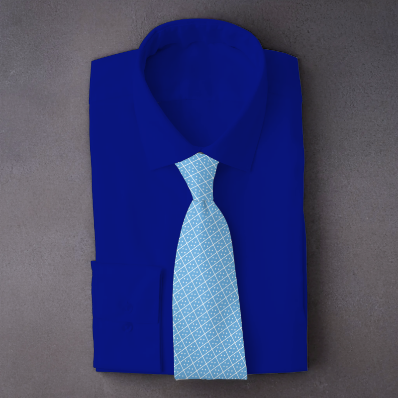Micronesia flag necktie on blue folded shirt