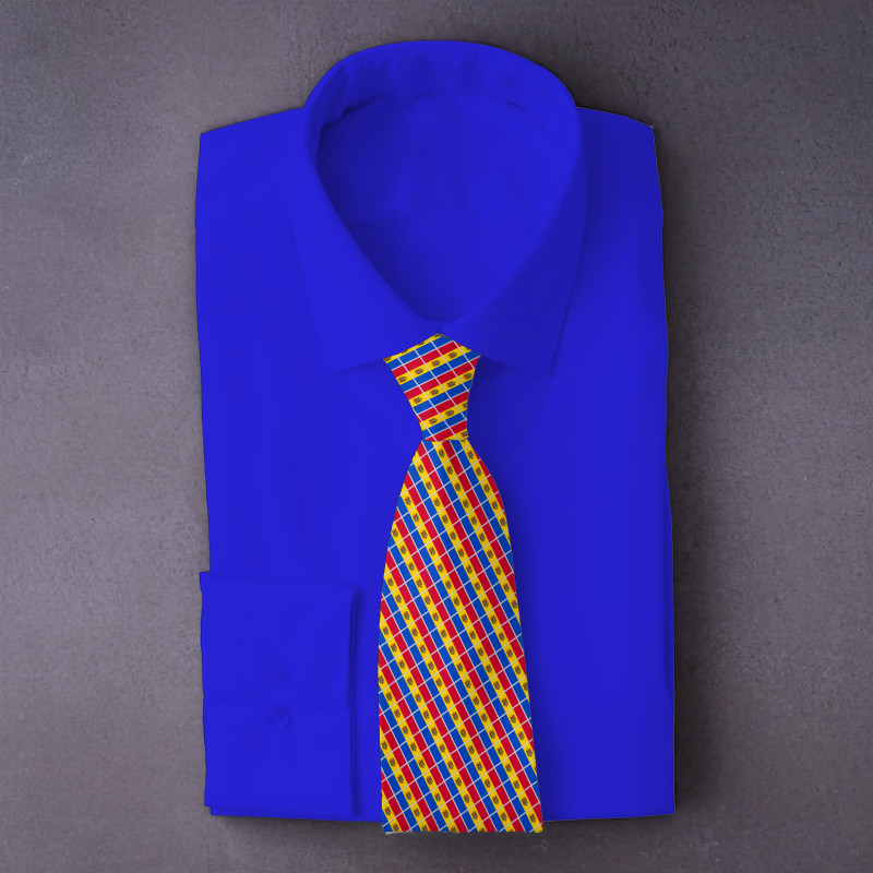 Moldova flag necktie on blue folded shirt