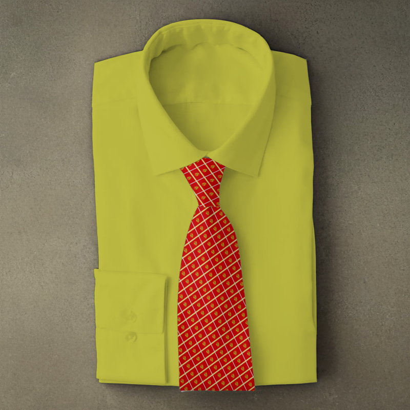 Montenegro flag necktie on golden yellow folded shirt