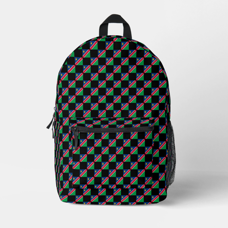 Namibia flag backpack with checkered detailing, blending national pride with everyday function.