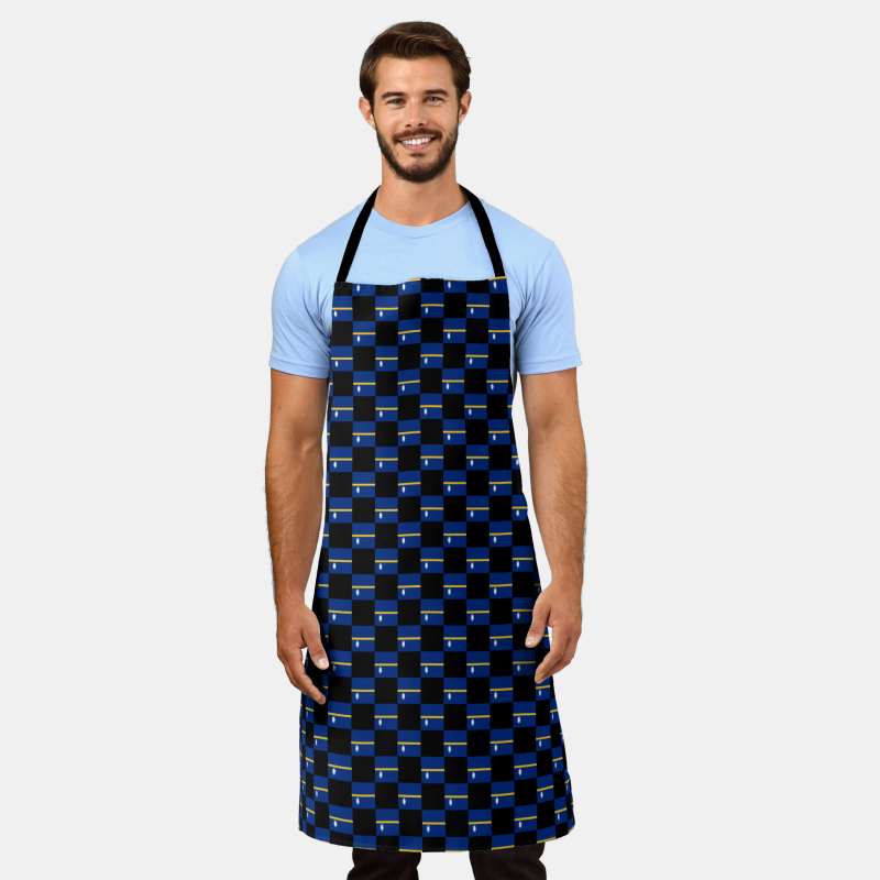 Nauru flag checkered pattern on full-length apron – perfect for the kitchen or grill.