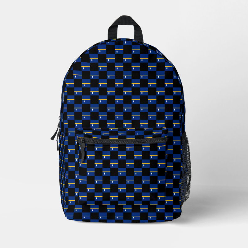 Nauru flag backpack with checkered detailing, blending national pride with everyday function.