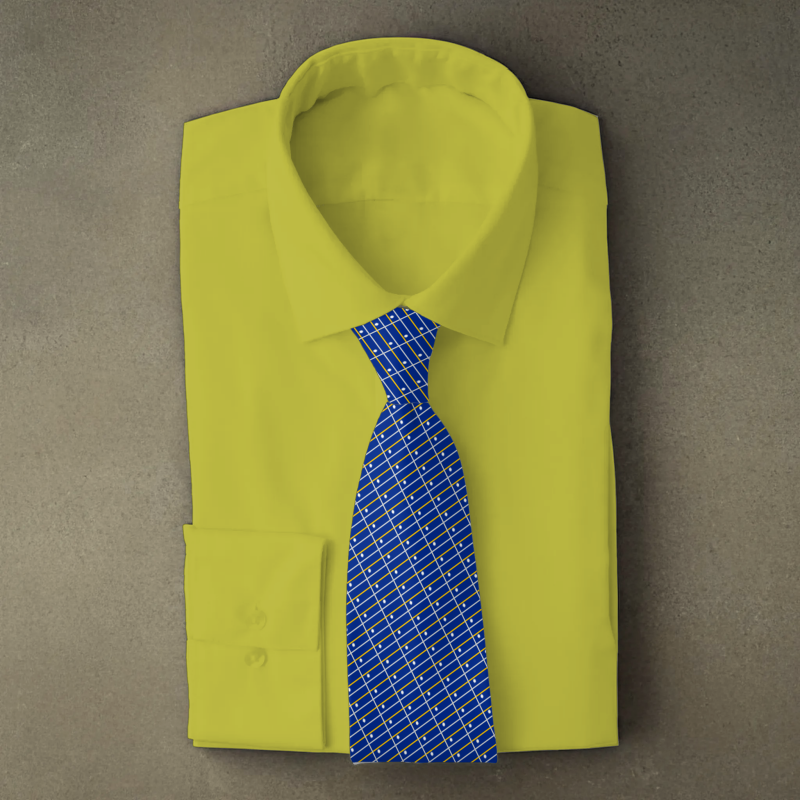 Nauru flag necktie on yellow folded shirt