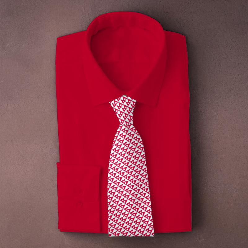 Nepal flag necktie on red folded shirt